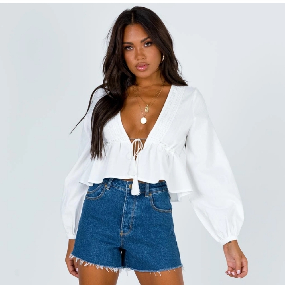 Princess Polly Rain Dance Tie Front Top - Picture 1 of 8